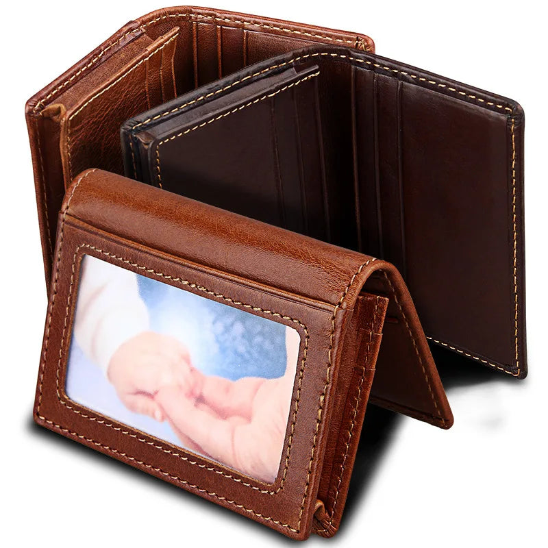 Genuine Leather Men Business Credit Card Holders Black Blue Women Large Capacity ID Cards Wallet Cowhide Coins Money Bags Purse