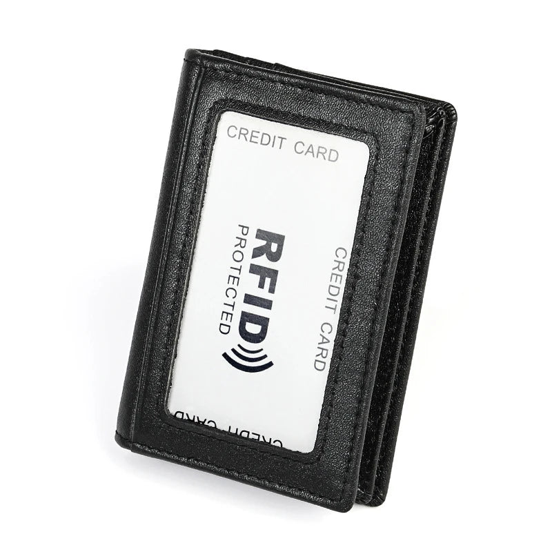 Genuine Leather Men Business Credit Card Holders Black Blue Women Large Capacity ID Cards Wallet Cowhide Coins Money Bags Purse