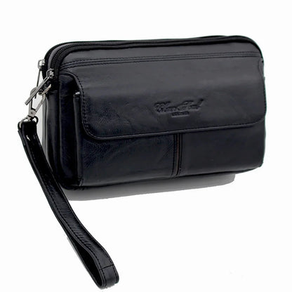 Genuine Leather Men Clutch Purse Handy Business Mobile Cell Phone Case Handbags and Purses Male Wrist Wallet Bag