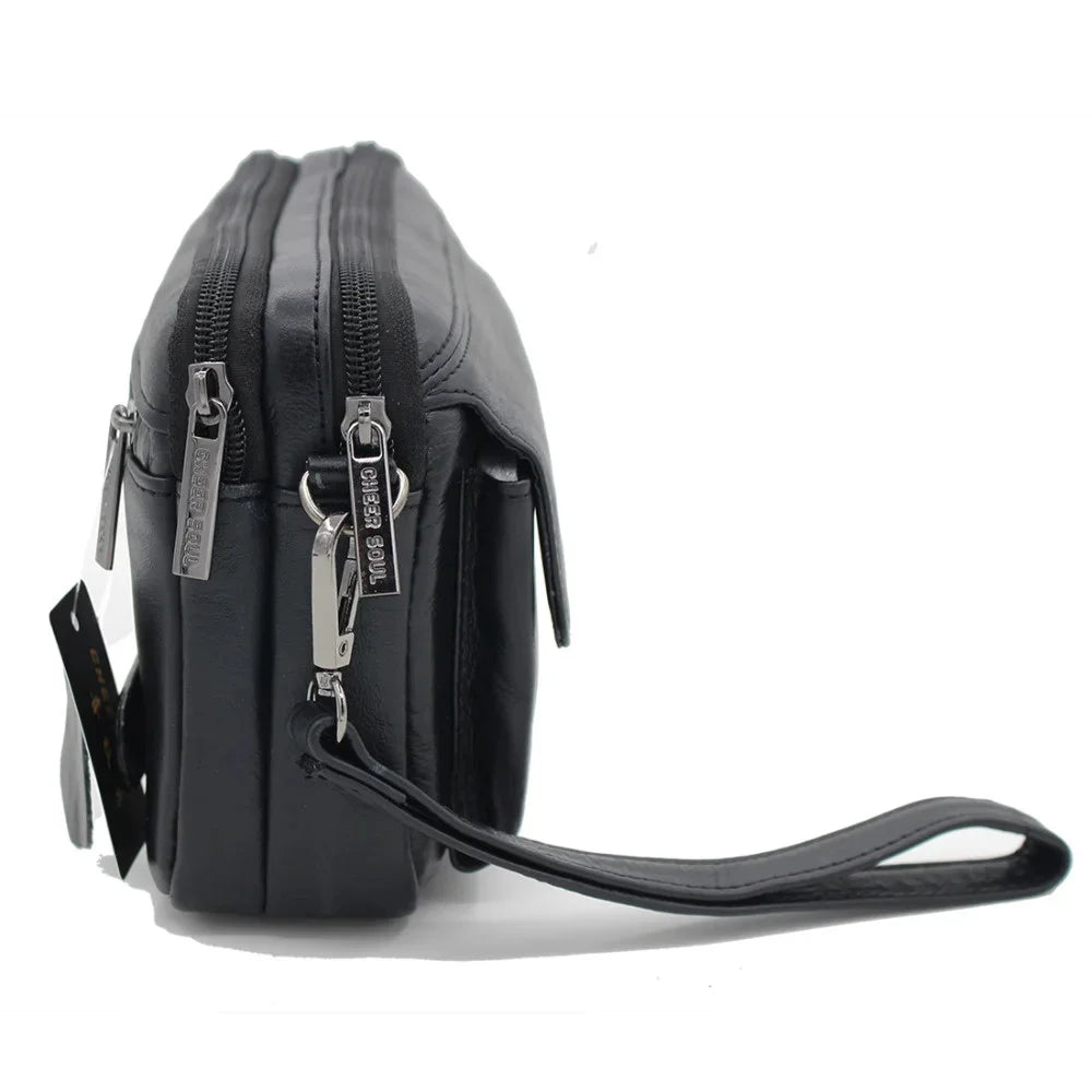 Genuine Leather Men Clutch Purse Handy Business Mobile Cell Phone Case Handbags and Purses Male Wrist Wallet Bag