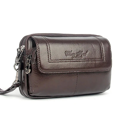 Genuine Leather Men Clutch Wrist Handy Bags Cell/Mobile Phone Case Cover Bag Fashion Pouch Belt Purse Fanny Waist Pack