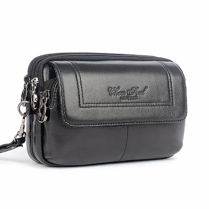 Genuine Leather Men Clutch Wrist Handy Bags Cell/Mobile Phone Case Cover Bag Fashion Pouch Belt Purse Fanny Waist Pack