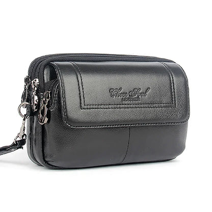 Genuine Leather Men Clutch Wrist Handy Bags Cell/Mobile Phone Case Cover Bag Fashion Pouch Belt Purse Fanny Waist Pack