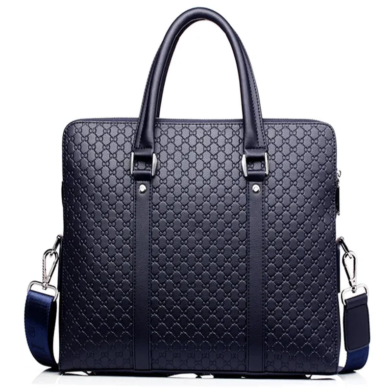 Genuine Leather Men Executive Briefcase Large Capacity Zipper Handbag Office Shoulder Messenger Business Male Laptop Bag