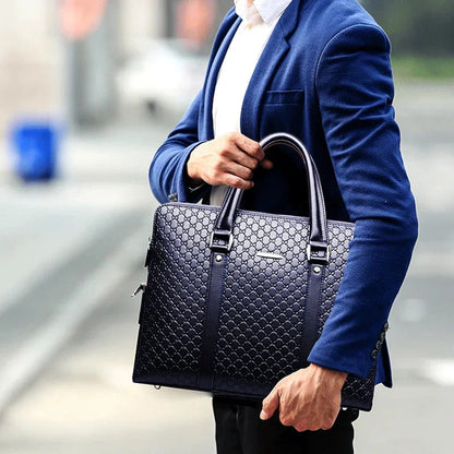 Genuine Leather Men Executive Briefcase Large Capacity Zipper Handbag Office Shoulder Messenger Business Male Laptop Bag