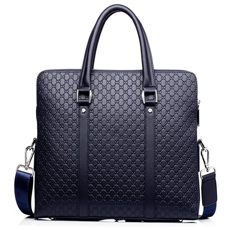 Genuine Leather Men Executive Briefcase Large Capacity Zipper Handbag Office Shoulder Messenger Business Male Laptop Bag