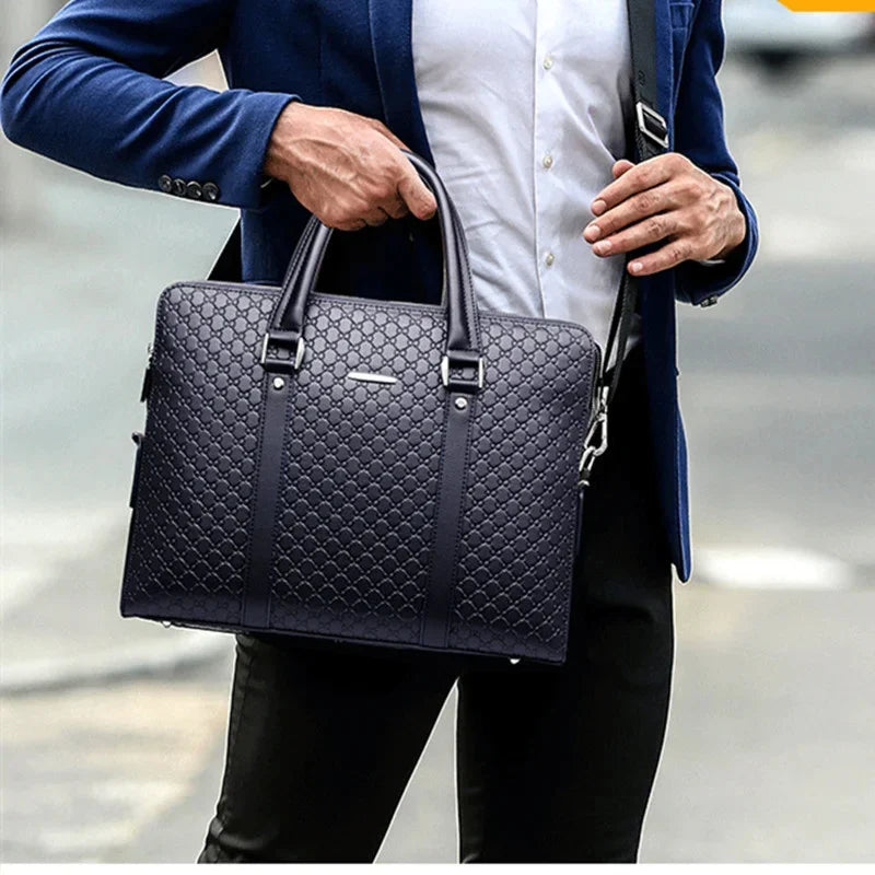 Genuine Leather Men Executive Briefcase Large Capacity Zipper Handbag Office Shoulder Messenger Business Male Laptop Bag