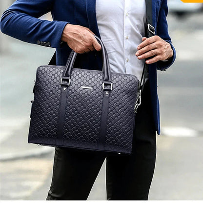 Genuine Leather Men Executive Briefcase Large Capacity Zipper Handbag Office Shoulder Messenger Business Male Laptop Bag
