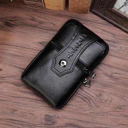 Genuine Leather Men Hip Bum Fanny Waist Pack Belt Purse Hook Natural Skin Mini Messenger Shoulder Cell/Mobile Phone Case Bag