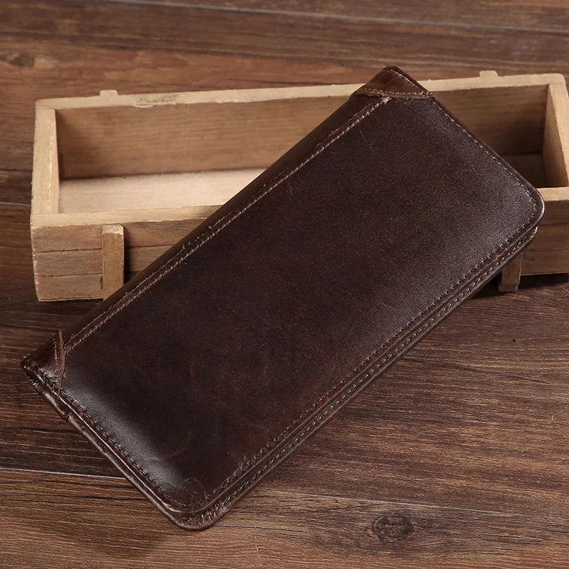 Genuine Leather Men Long Wallet Bifold Purse Credit Card Holder Cash Pocket Male Cowhide Clutch Coin Handbags&Purses Money Bag