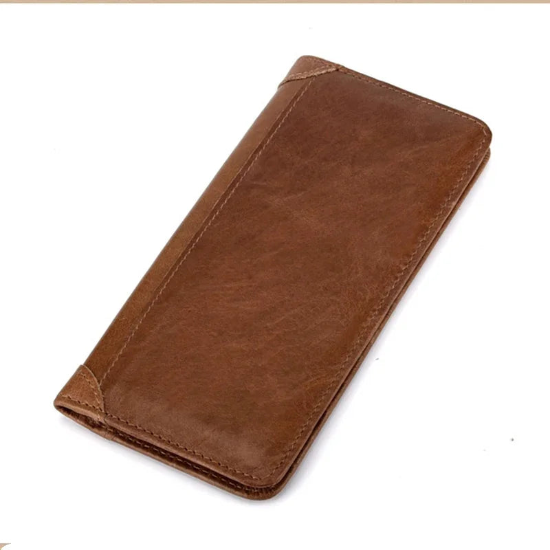 Genuine Leather Men Long Wallet Bifold Purse Credit Card Holder Cash Pocket Male Cowhide Clutch Coin Handbags&Purses Money Bag