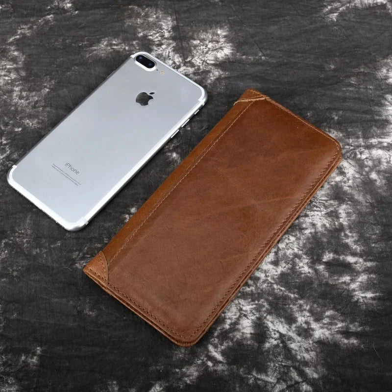 Genuine Leather Men Long Wallet Bifold Purse Credit Card Holder Cash Pocket Male Cowhide Clutch Coin Handbags&Purses Money Bag