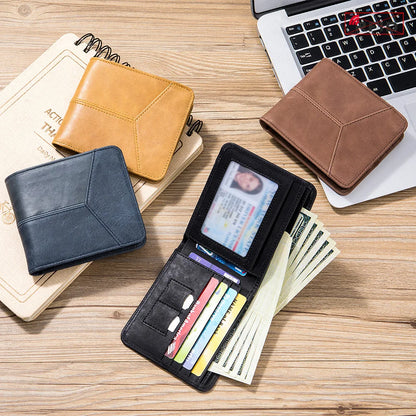 Genuine Leather Men RFID Wallets 2-Fold Short Card Wallet 3-Fold Purse Male Business Wallet for Man Billfold Card Holder Cartera