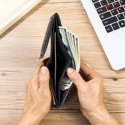 Genuine Leather Men RFID Wallets 2-Fold Short Card Wallet 3-Fold Purse Male Business Wallet for Man Billfold Card Holder Cartera