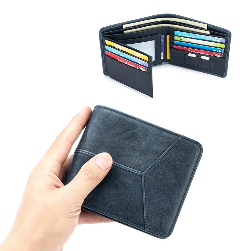 Genuine Leather Men RFID Wallets 2-Fold Short Card Wallet 3-Fold Purse Male Business Wallet for Man Billfold Card Holder Cartera