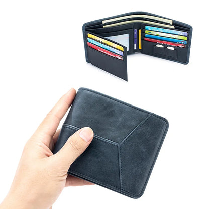 Genuine Leather Men RFID Wallets 2-Fold Short Card Wallet 3-Fold Purse Male Business Wallet for Man Billfold Card Holder Cartera
