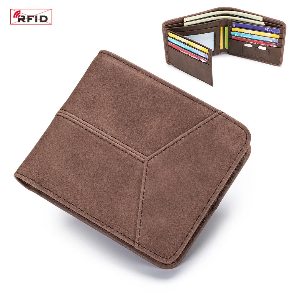 Genuine Leather Men RFID Wallets 2-Fold Short Card Wallet 3-Fold Purse Male Business Wallet for Man Billfold Card Holder Cartera