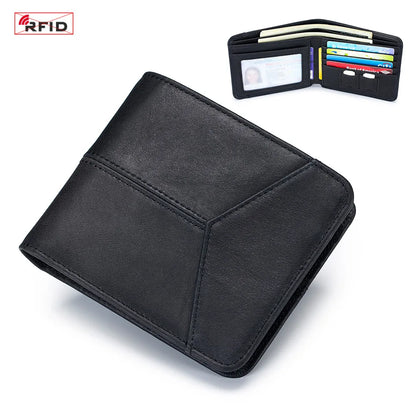Genuine Leather Men RFID Wallets 2-Fold Short Card Wallet 3-Fold Purse Male Business Wallet for Man Billfold Card Holder Cartera