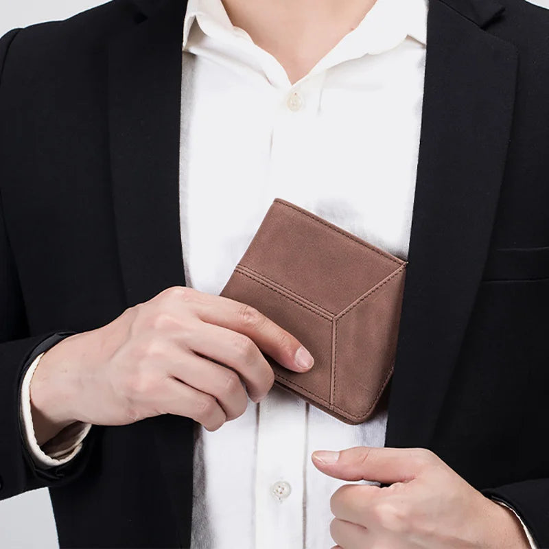 Genuine Leather Men RFID Wallets 2-Fold Short Card Wallet 3-Fold Purse Male Business Wallet for Man Billfold Card Holder Cartera