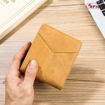 Genuine Leather Men RFID Wallets 2-Fold Short Card Wallet 3-Fold Purse Male Business Wallet for Man Billfold Card Holder Cartera