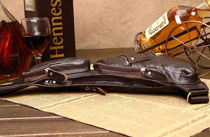 Genuine Leather Men Shoulder Cross Body Chest Bags Designer Real Cowhide RetroTravel Male Sling Backpack Side Bag Rucksack