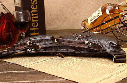 Genuine Leather Men Shoulder Cross Body Chest Bags Designer Real Cowhide RetroTravel Male Sling Backpack Side Bag Rucksack