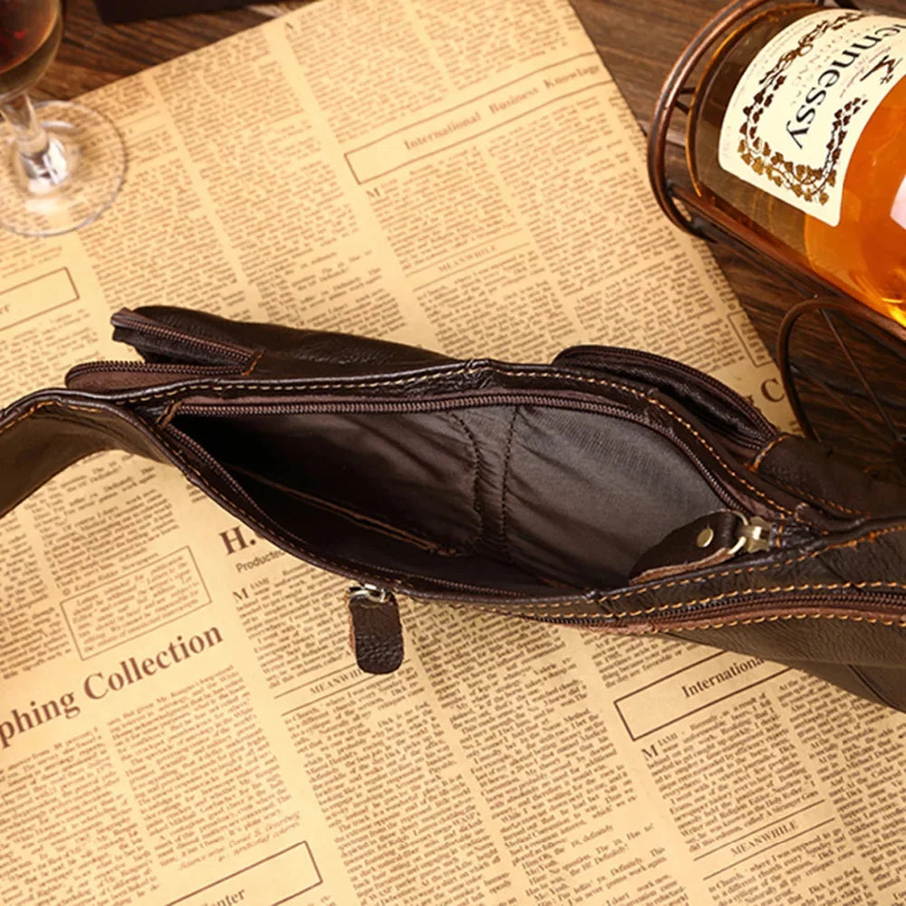 Genuine Leather Men Shoulder Cross Body Chest Bags Designer Real Cowhide RetroTravel Male Sling Backpack Side Bag Rucksack