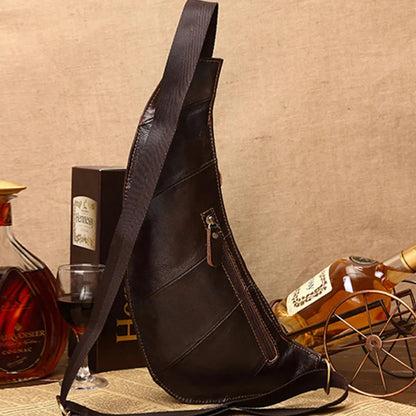 Genuine Leather Men Shoulder Cross Body Chest Bags Designer Real Cowhide RetroTravel Male Sling Backpack Side Bag Rucksack
