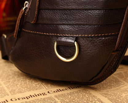 Genuine Leather Men Shoulder Cross Body Chest Bags Designer Real Cowhide RetroTravel Male Sling Backpack Side Bag Rucksack
