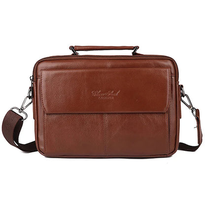 Genuine Leather Men Shoulder Messenger Top Handle Business Famous Brand First Layer Cowhide Tote Handbag Male Cross body Bag