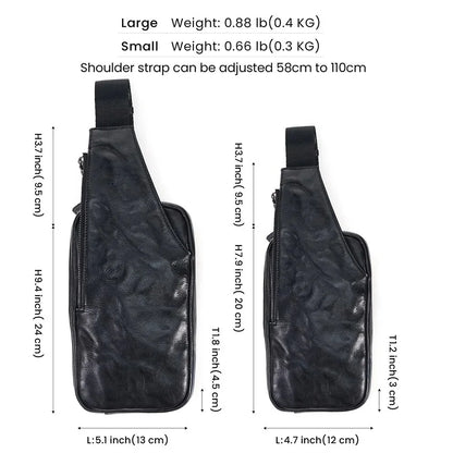 Genuine Leather Men Sling Crossbody Vintage Mens Chest Pack Travel Casual Shoulder Bag Multipurpose Daypack