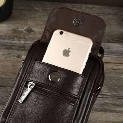 Genuine Leather Men Small Messenger Cross body Fanny Bags Casual Pouch Male Cowhide Handbag Belt Hip Shoulder Bag Waist Pack