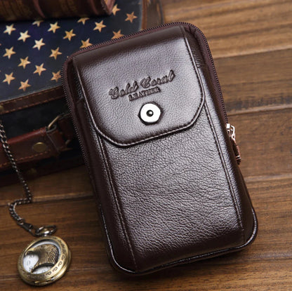 Genuine Leather Men Waist Pack Cell/Mobile Phone Case Cigarette Pocket Male Purse Fanny Hip Bum Belt Bag