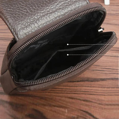 Genuine Leather Men Waist Pack Cell/Mobile Phone Case Cigarette Pocket Male Purse Fanny Hip Bum Belt Bag