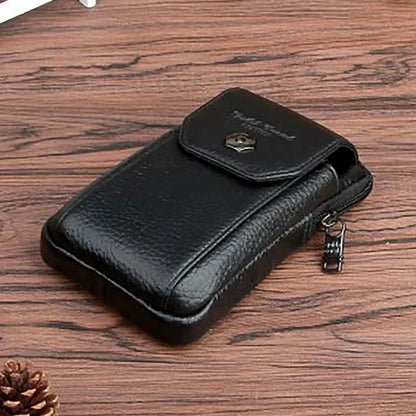 Genuine Leather Men Waist Pack Cell/Mobile Phone Case Cigarette Pocket Male Purse Fanny Hip Bum Belt Bag