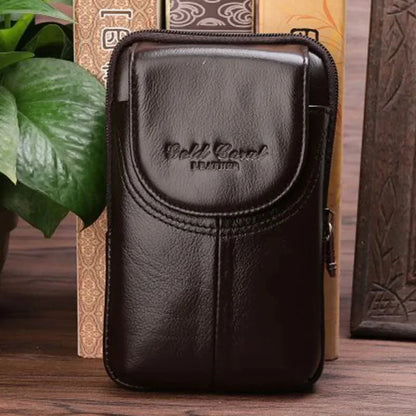 Genuine Leather Men Waist Pack Cell/Mobile Phone Case Cigarette Pocket Male Purse Fanny Hip Bum Belt Bag