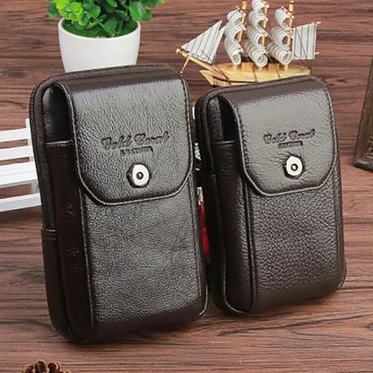 Genuine Leather Men Waist Pack Cell/Mobile Phone Case Cigarette Pocket Male Purse Fanny Hip Bum Belt Bag