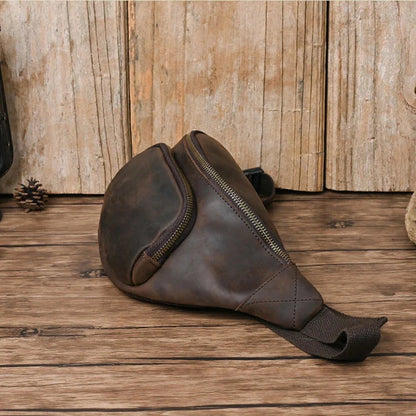 Genuine Leather Men Waist Pack Fanny Belt Bag Purse Travel Retro Crazy Horse Cowhide Male Sling Cross body Chest Hip Bum Bags