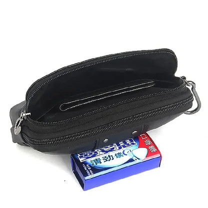 Genuine Leather Men Wrist Loop Belt Waist Pack Purse Cell/Mobile Phone Case Cover Pocket Multi-purpose Wallet Male Clutch Bag