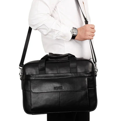 Genuine Leather Men's Briefcase Fashion Cowhide Handbag Large Capacity Male Shoulder Messenger Business 14" Inch Laptop Bag