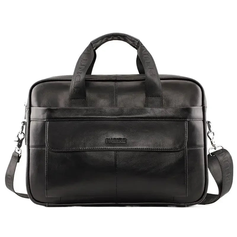 Genuine Leather Men's Briefcase Fashion Cowhide Handbag Large Capacity Male Shoulder Messenger Business 14" Inch Laptop Bag