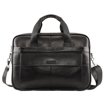 Genuine Leather Men's Briefcase Fashion Cowhide Handbag Large Capacity Male Shoulder Messenger Business 14" Inch Laptop Bag