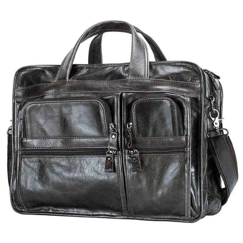 Genuine Leather Men's Briefcase Large Capacity Travel Handbag Casual Cowhide Male Shoulder Messenger 15.6 "Inch Laptop Bag