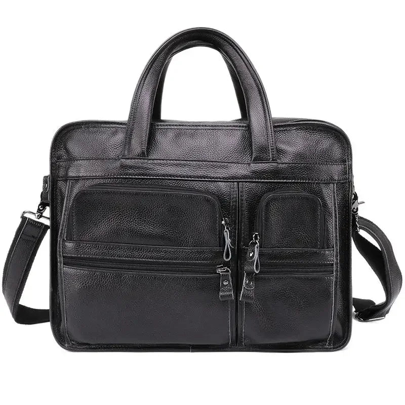 Genuine Leather Men's Briefcase Large Capacity Travel Handbag Casual Cowhide Male Shoulder Messenger 15.6 "Inch Laptop Bag