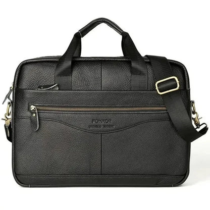Genuine Leather Men's Briefcase Luxury Cowhide Handbag Large Capacity Male Shoulder Messenger Business 14" Laptop Bag