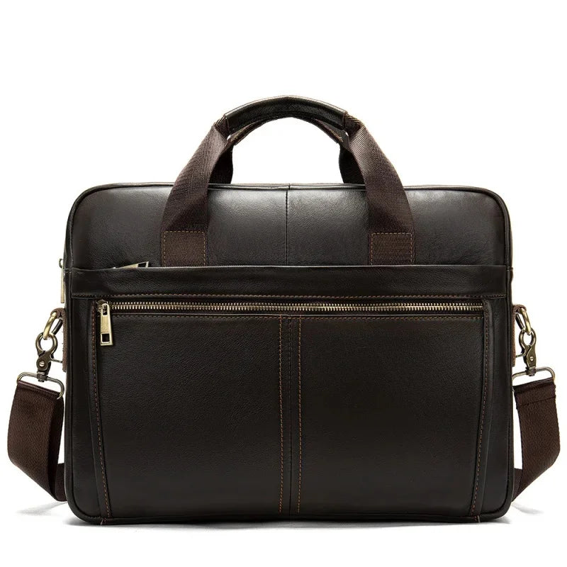 Genuine Leather Men's Briefcase Luxury Cowhide Handbag Large Capacity Shoulder Messenger Busines Male 13.3“ Laptop Bag