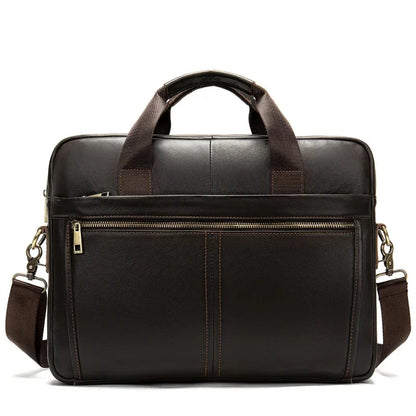Genuine Leather Men's Briefcase Luxury Cowhide Handbag Large Capacity Shoulder Messenger Busines Male 13.3“ Laptop Bag