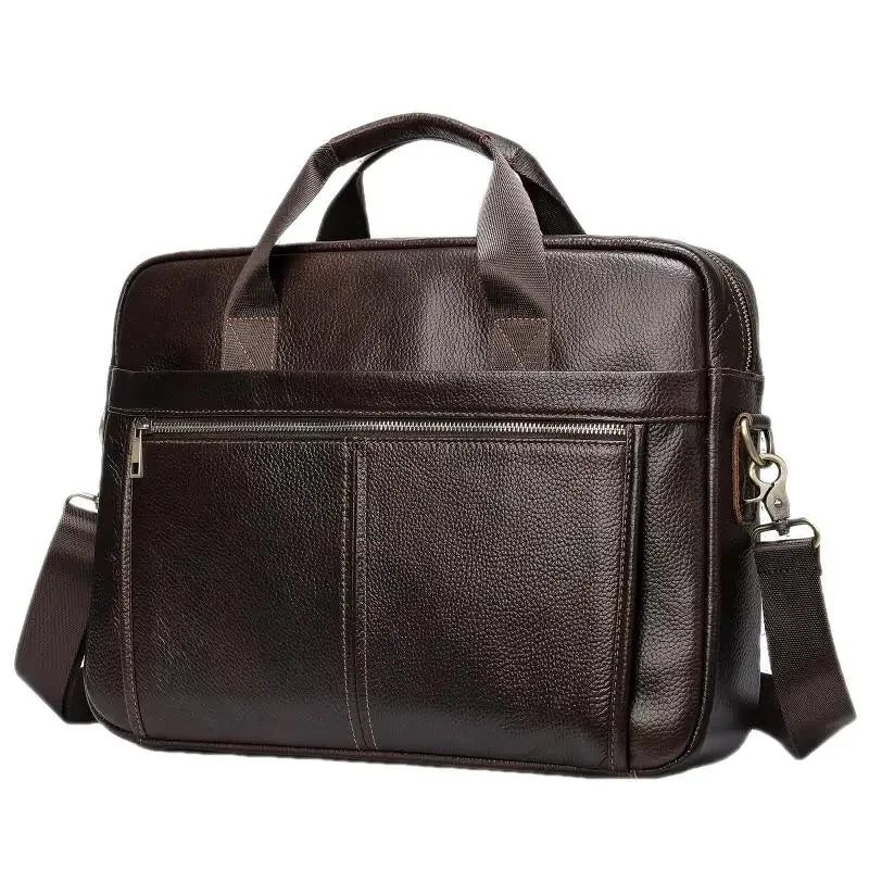 Genuine Leather Men's Briefcase Luxury Cowhide Handbag Large Capacity Shoulder Messenger Busines Male 13.3“ Laptop Bag