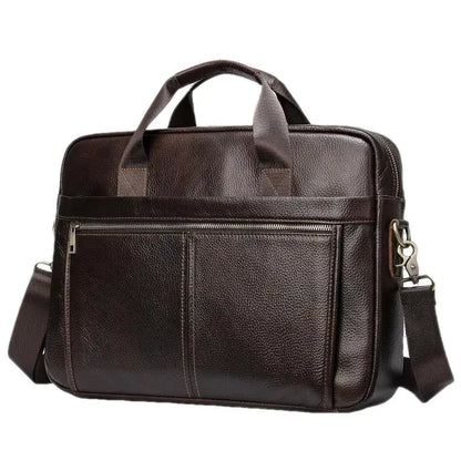 Genuine Leather Men's Briefcase Luxury Cowhide Handbag Large Capacity Shoulder Messenger Busines Male 13.3“ Laptop Bag