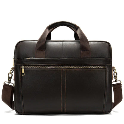 Genuine Leather Men's Briefcase Luxury Cowhide Handbag Large Capacity Shoulder Messenger Busines Male 13.3“ Laptop Bag